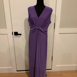 Iman Global Chic Long Sleeveless Dress Purple and Animal Print